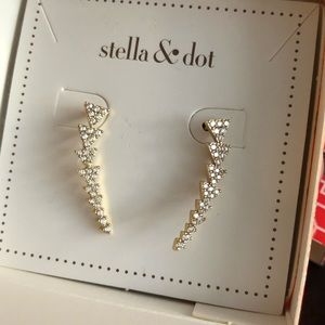 Stella & Dot Gold Pave Triangle Path Ear Climbers